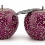 Decorative 9.9cm pink glass mosaic apple with a shimmering finish for home or office tabletops in Lagos.