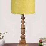 Burnt Wood Lamp W/Silk Shade