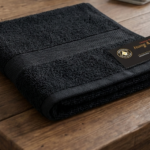 Premium 600GSM black cotton signature hand towel for luxury bathroom and guest use in Lagos, Nigeria