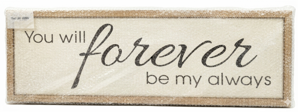 White 60cm wooden wall plaque with "You Will Forever Be My Always" in elegant black script, Lagos, Nigeria