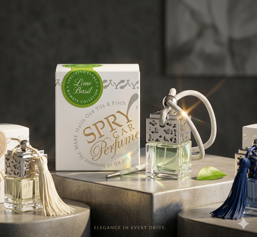 Spry Zing car perfume bottle and box for luxury vehicle fragrance in Lagos, Nigeria