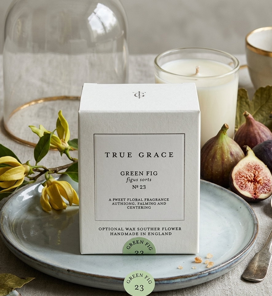 Green Fig Village Classic scented candle in a glass jar for luxury home fragrance in Lagos, Nigeria