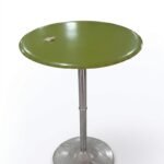 Glossy avocado green round bar table with a sleek adjustable chrome pedestal base, Lagos, Nigeria