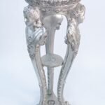 Silver and black pedestal stand for displaying décor items and sculptures in Lagos, Nigeria