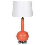 Orange Glass Lamp W/Shade