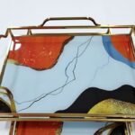 Iron frame with printed glass tray decorative table accent for home décor in Lagos Nigeria