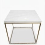 Modern end table with high-gloss white top and chrome frame for living room and bedroom décor in Lagos, Nigeria