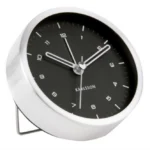 Alarm Clock Tinge Brushed Steel Black Dial D.9Cm H.3Cm Excl.1 Aa
