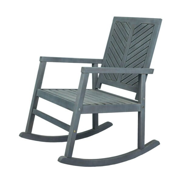 Grey wash chevron rocking chair for indoor and patio relaxation in Lagos, Nigeria.