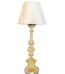 French Baroque style carved gold and cream candlestick lamp with tapered fabric shade in Lagos, Nigeria
