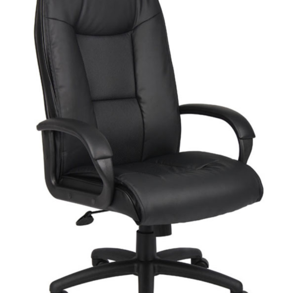 Ergonomic black executive leather office chair with high back and swivel base for workspace in Lagos, Nigeria