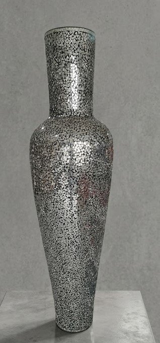 Stunning black and silver mosaic glass vase for luxury tabletop and shelf decoration in Lagos, Nigeria