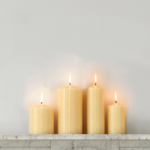 Pillar Candle 180X70Mm White & Silver Silhouette