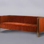Ribbed Burnt Orange 3 Seater Sofa