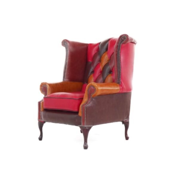 Hand-stitched tan brown leather Marlborough occasional chair with a curved silhouette for home decor in Lagos, Nigeria