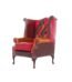 Hand-stitched tan brown leather Marlborough occasional chair with a curved silhouette for home decor in Lagos, Nigeria