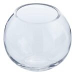Elegant clear glass round serving bowl for fruits and salads in a luxury home in Lagos, Nigeria.