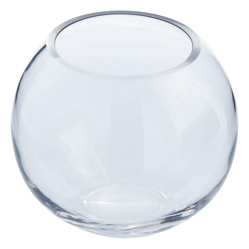 Clear glass display bowl for fruit or decorative accents in a Lagos home, Nigeria.