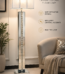 Elegant silver floor lamp with crystal stand and white fabric shade for luxury living room decor in Lagos, Nigeria