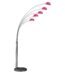 Modern 5-light arched chrome floor lamp with vibrant pink shades and marble base in Lagos, Nigeria