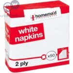 Homemaid Kitchenware White Napkins 2 Ply Pack 50