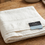 Cream plain dyed plush bath sheet soft cotton towel for bathroom use in Lagos, Nigeria