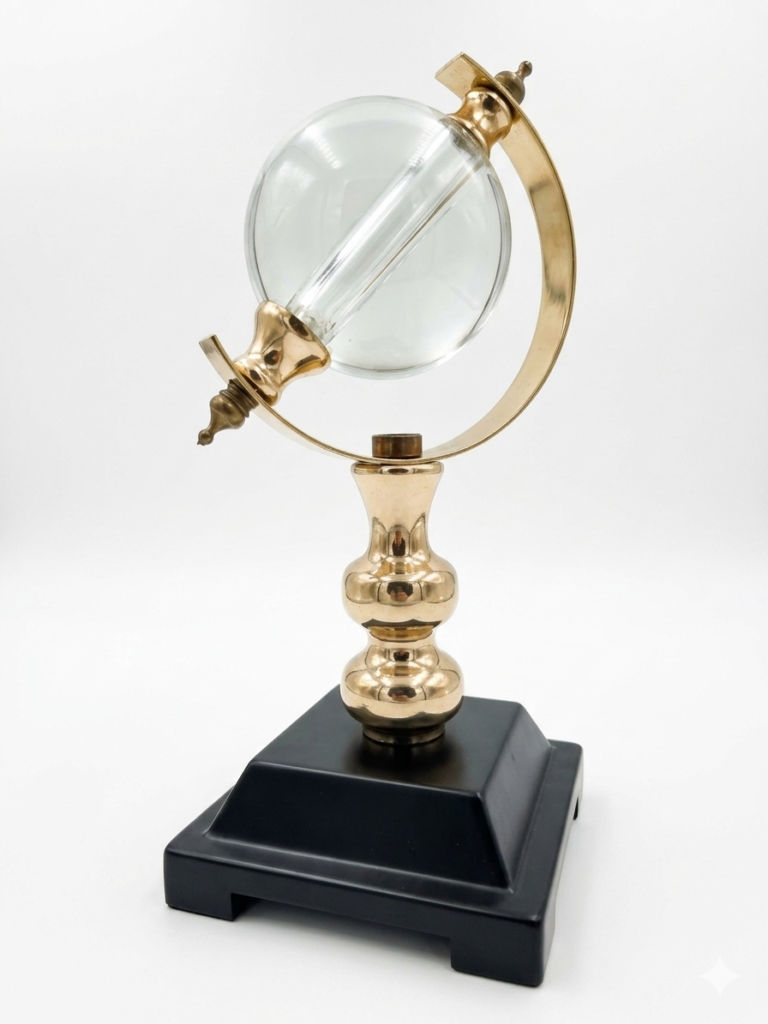 Modern VejiA desk decor with a white marble pedestal, gold circular frame, and visible skeleton movement in Lagos, Nigeria