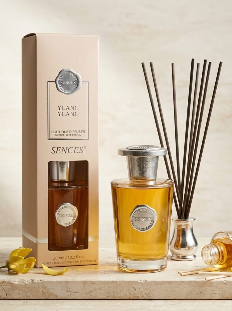 300ml Sences ylang ylang scented reed diffuser with glass bottle and reeds for home fragrance in Lagos, Nigeria