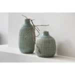 Vase Deco 17 5X36 5 Cm Salvada Ceramics Light Grey Green
