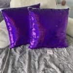Sequin Cushion Purple & Black Throw Pillow