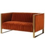 Ribbed 2 Burnt Orange Seater Sofa