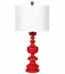 Red wood style table lamp with fabric shade and wooden base for home décor in Lagos, Nigeria