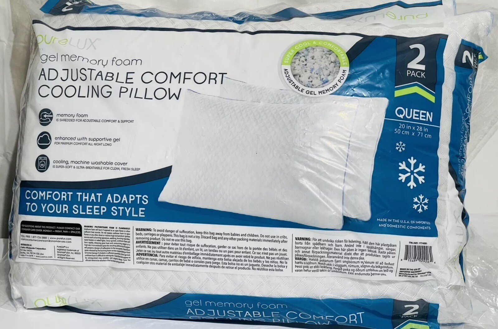 s-l1600-21.jpg Purelux Adjustable Comfort Cooling Pillow Pillow - Image 1