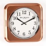 Wm Widdop Square Metal Case Wall Clock Copper Finish 32Cm