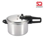 Polished silver aluminum pressure cooker with safety lid for fast and healthy cooking in Lagos, Nigeria