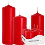 Pillar Candle 100X70Mm Red & Gold Silhouette