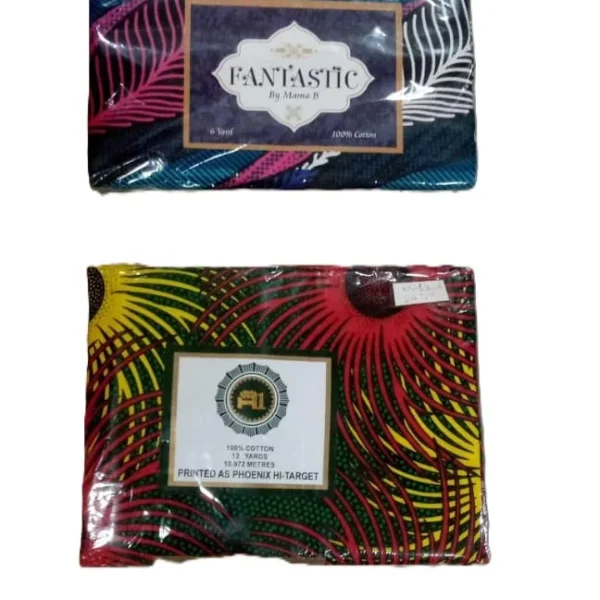 Bright and colorful Ankara dress displayed in Lagos, Nigeria