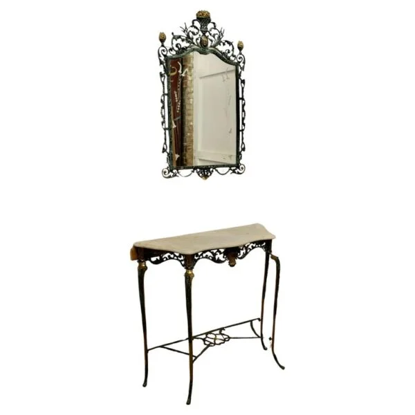 Console table with matching mirror set in a Lagos home entryway creating a bright and stylish interior look
