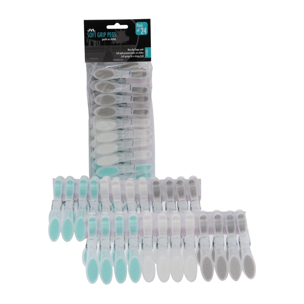 Assorted 24 pack soft grip clothes pegs for gentle laundry hanging in Lagos, Nigeria