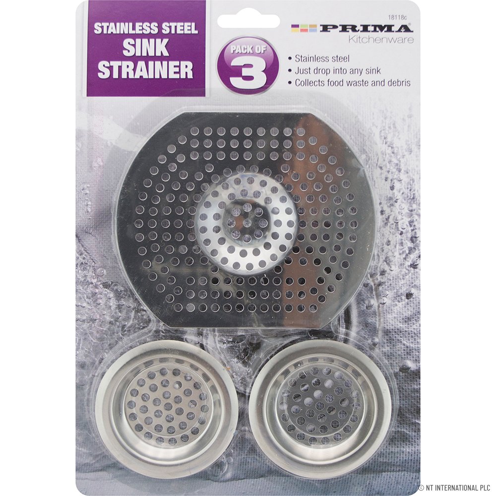 A set of three silver 3pc stainless steel sink strainers for kitchen and bathroom drains in Lagos, Nigeria.