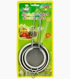 3pc stainless steel strainer set kitchen mesh strainers for pasta flour and food washing in Lagos Nigeria