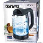 1.7L glass cordless electric kettle with 2200W fast boil and illuminated body in Lagos, Nigeria