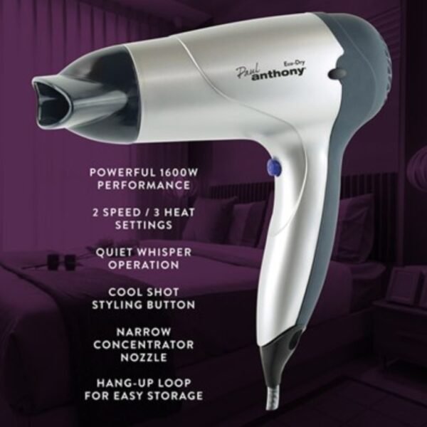 Silver Paul Anthony Eco-Dry 1600W hair dryer for energy-efficient hair styling in Lagos, Nigeria