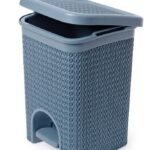 Lace Design 5L Pedal Bin Slate Blue Bathroom Waste Bin with Pedal System