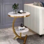 Rhollar Side Table White / Brown modern accent furniture for living room, Lagos, Nigeria