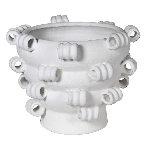 white curl terracotta vase decorative home accent in Lagos Nigeria