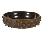 Mahogany spike bowl sculptural decorative centerpiece for home décor in Lagos Nigeria