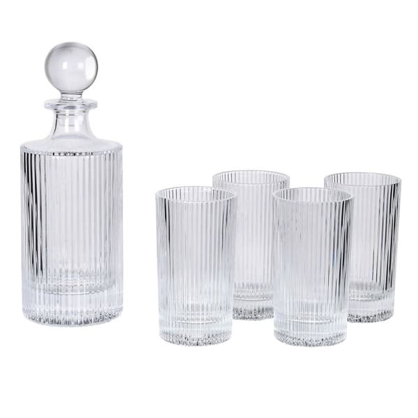 Ribbed glass decanter set luxury drinkware for home bar in Lagos Nigeria