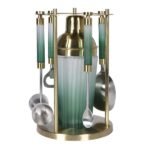 Celadon brass bar caddy luxury home bar organiser in Lagos Nigeria