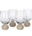 Set of four gold stemless drinking glasses for dining in Lagos Nigeria